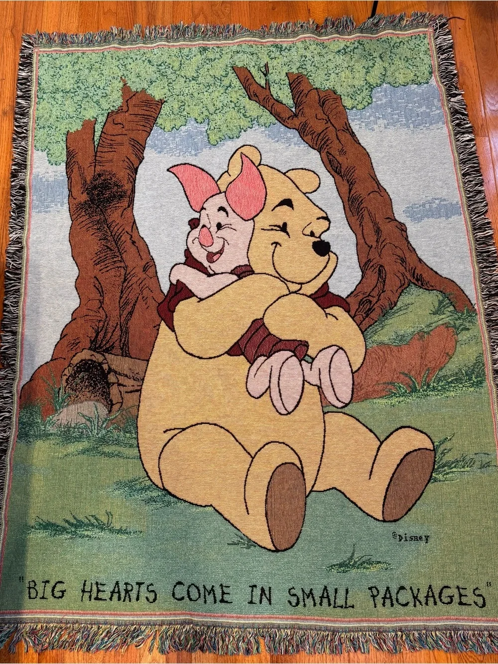 Vintage Disney Winnie The Pooh Piglet Tapestry Woven Throw Blanket